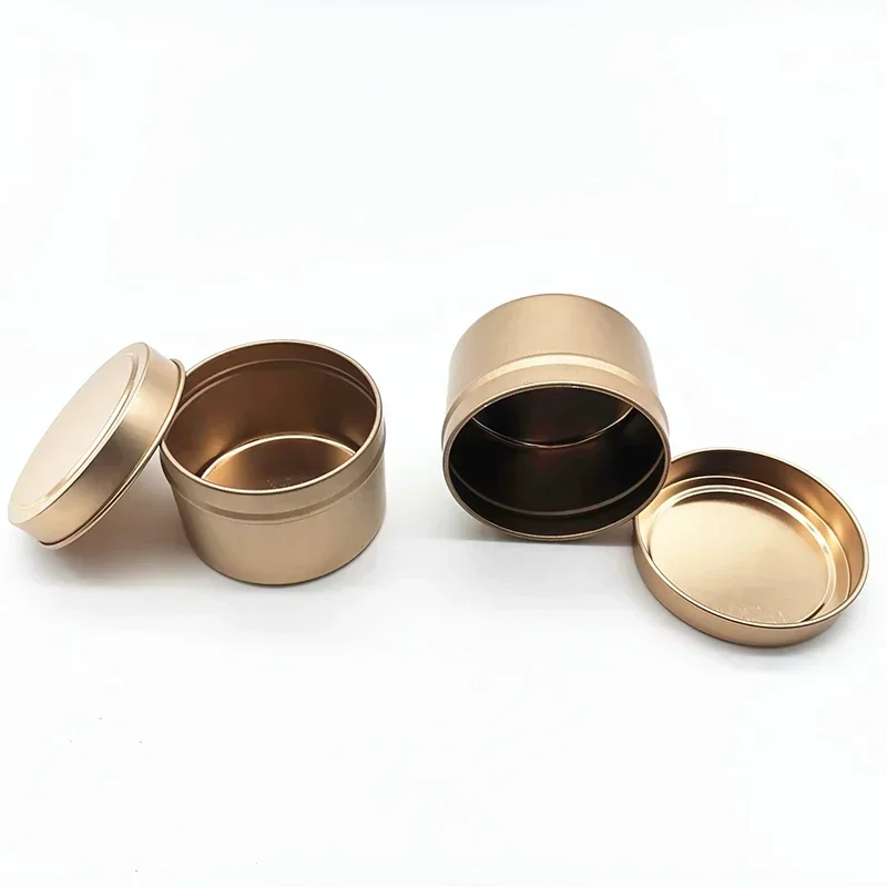 12Pcs Rosegold Empty Metal Tin Jar Round Candle Container Storage Box Small Item Jewelry Candy Box Cosmetic Storage Organizer