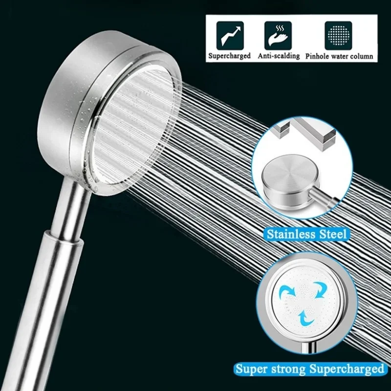 

SUS 304 Stainless Steel Bathroom Handheld Shower Head High Pressure Water Saving Sprayer Nozzle Supercharged Rainfall Showerhead
