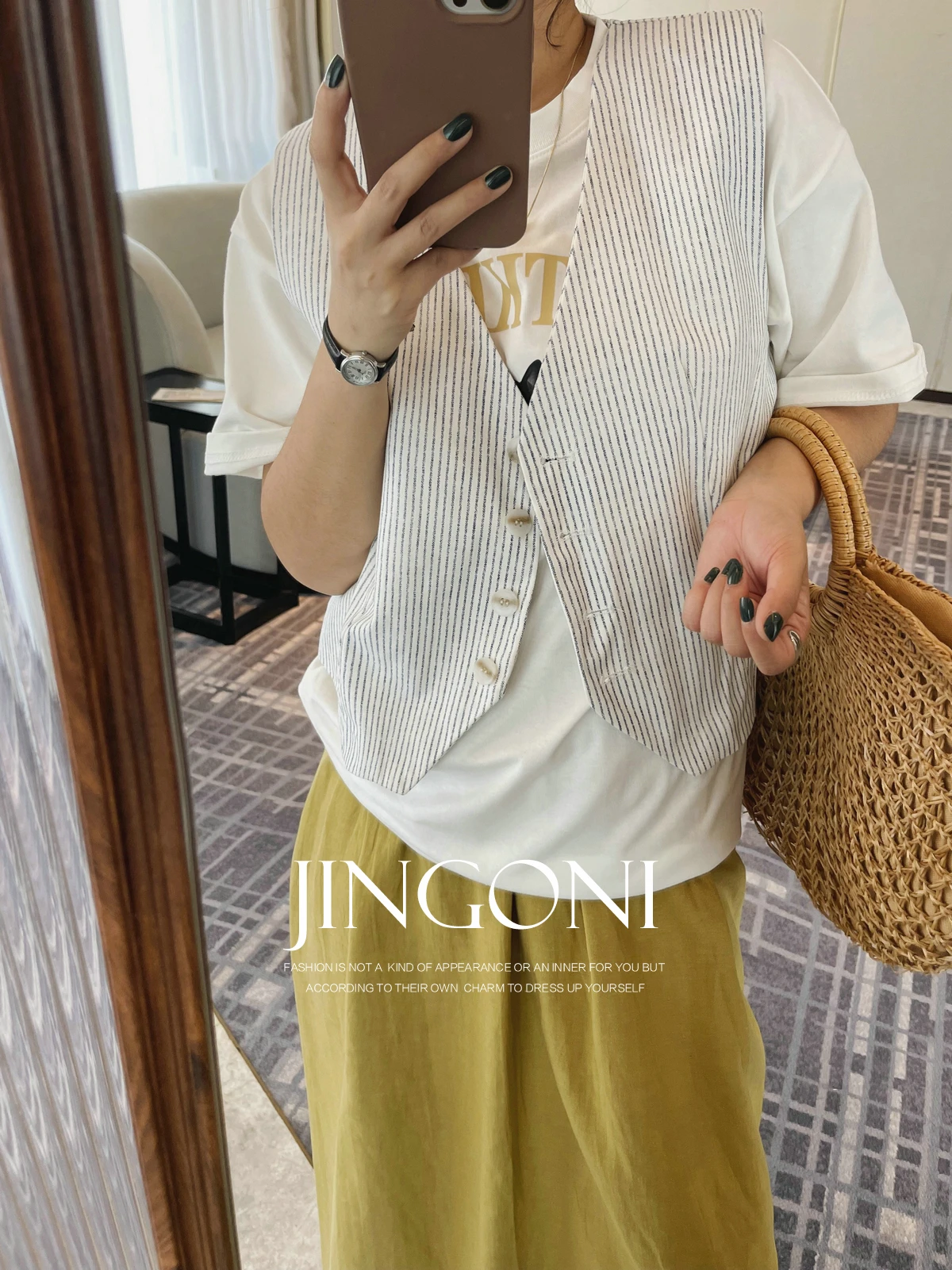Striped Linen Vest Waistcoat Y2k 2024 Woman Clothing Summer Korean Fashion Vintage Elegant Sleeveless Tops Cropped Jacket New