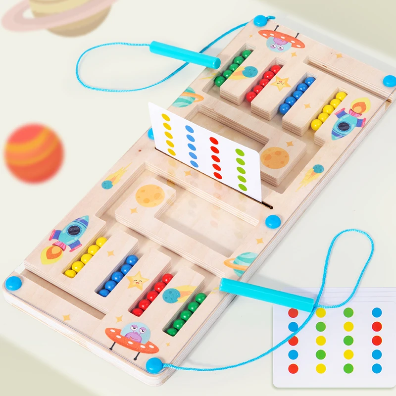 Tavola labirinto corrispondente a forma magnetica per bambini in legno Geometria Montessori Colore Cognizione Giocattoli educativi Corrispondenza dei colori Educazione precoce
