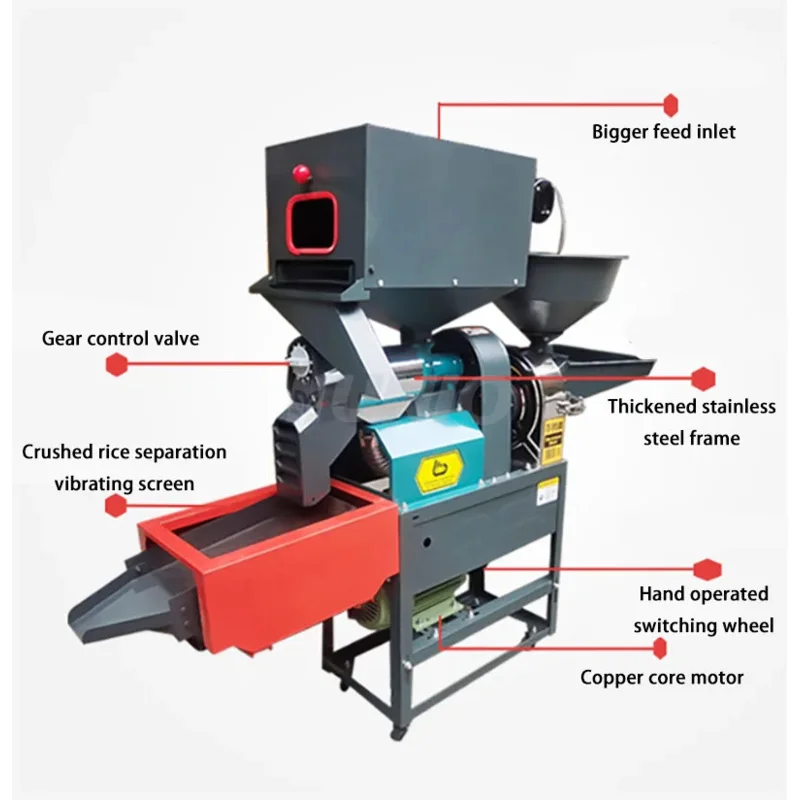 Commercial Use 150Kg/H Milling Machine Stainless Steel With Vibratory Screen/ Huller Rice Miller