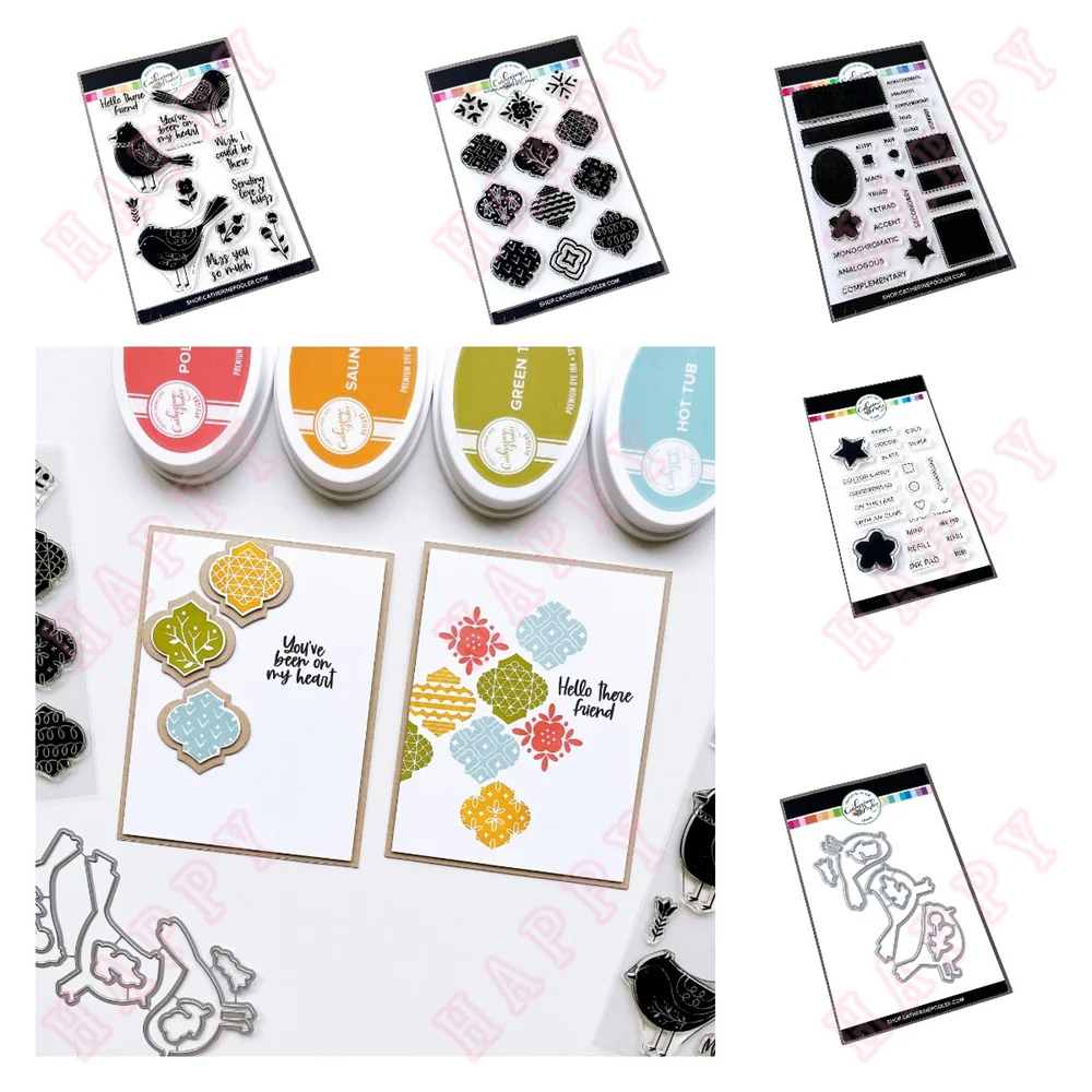 

2023Colors Color Swatch Metal Cutting Dies and Clear Stamps for DIY Scrapbooking Album Craft Paper Card Decoration Color Swatch