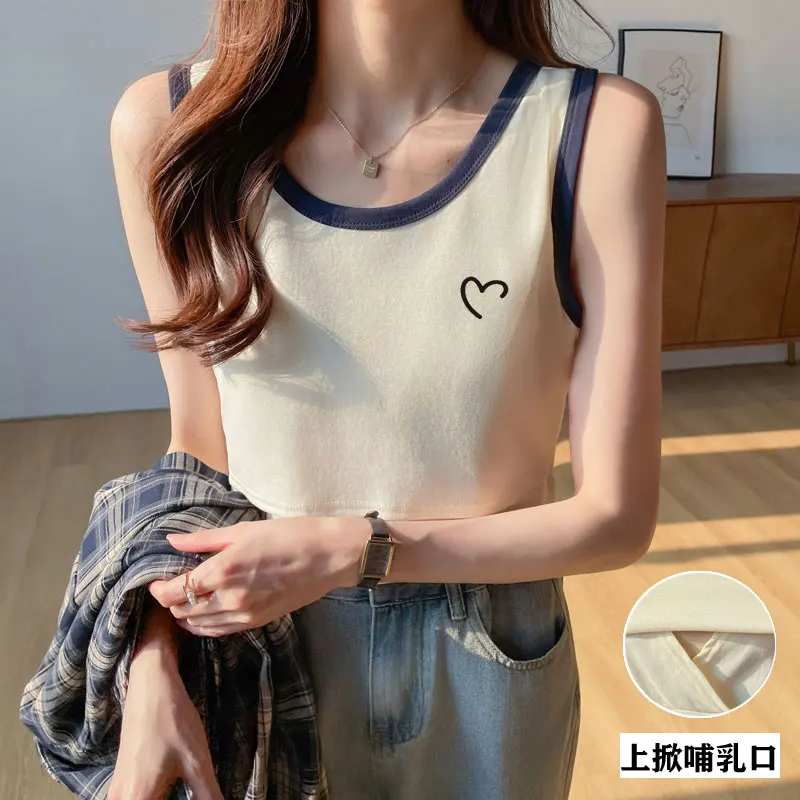 Summer Maternity Nursing Tank Top Postpartum Women's Breastfeeding T-shirt Sleeveless Round Neck Maternity Lactation Tops Tees