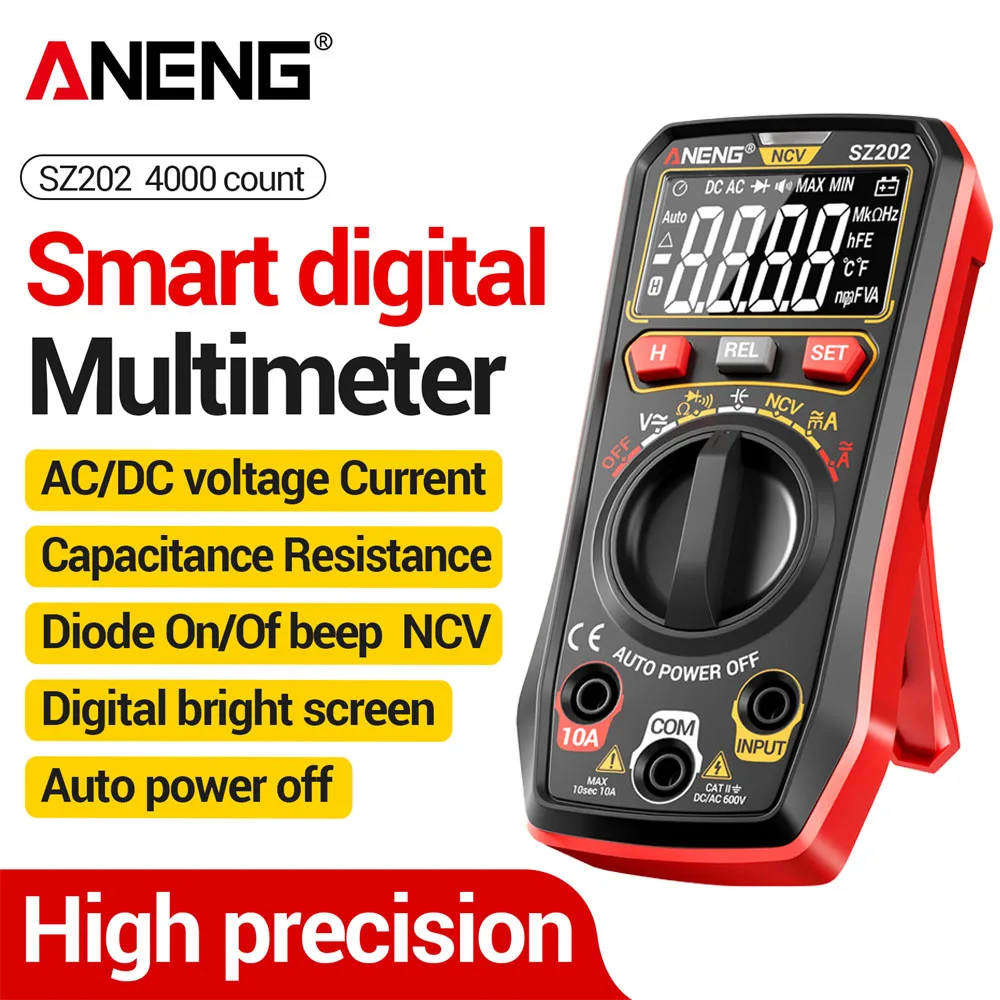 ANENG SZ202 4000 Zähler Digitalmultimeter NCV Berührungsloser Spannungsdetektor AC DC Volt Strom Widerstand Kondensator Diodenprüfgerät