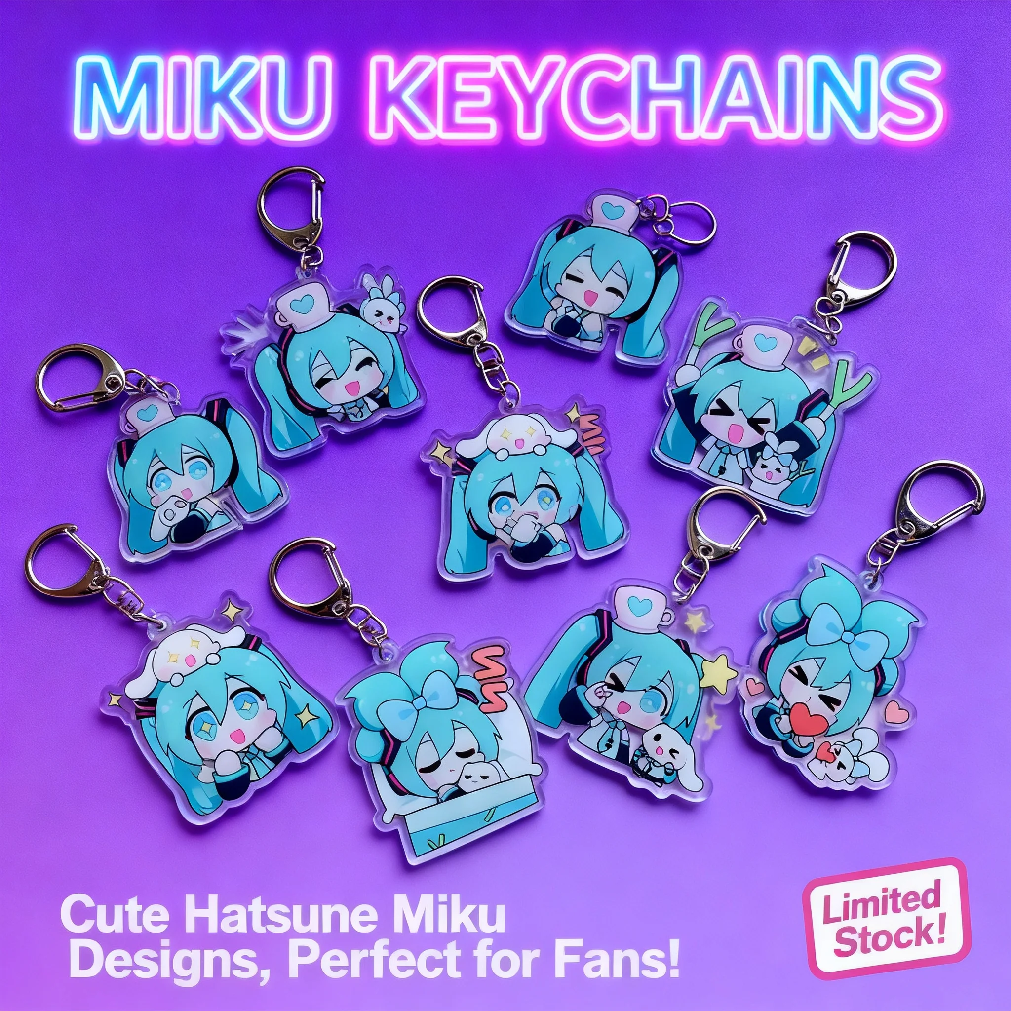 

Hatsune Miku Acrylic Keychain Cute Anime Girl Creative Accessory High Value Keychain Pendant Lovely Anime Merchandise Popular