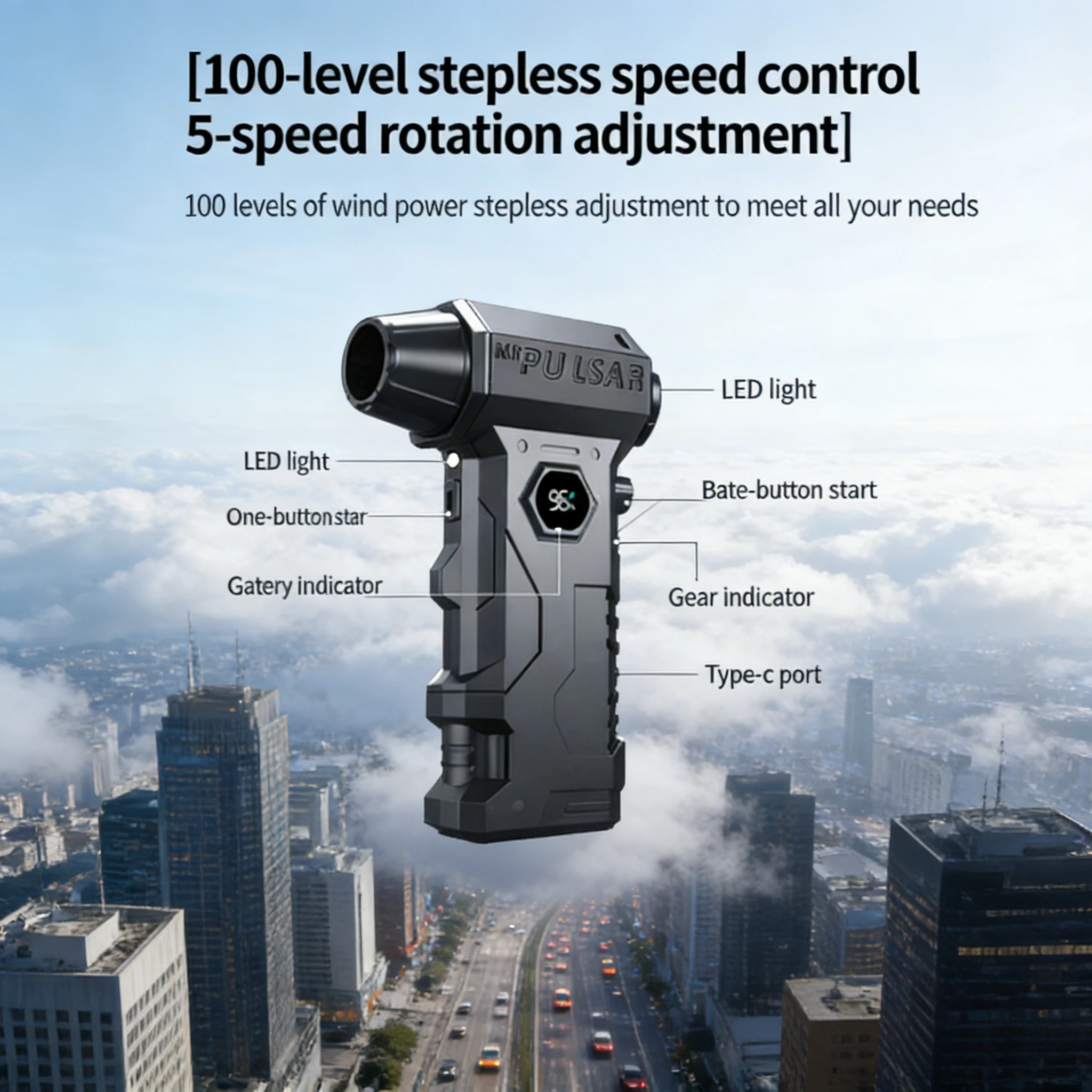 

X7 2-в-1: Турбовентилятор и пылесос Hurricane | Инструмент для глубокой очистки с LED-подсветкой и несколькими насадками, 130000 об/мин