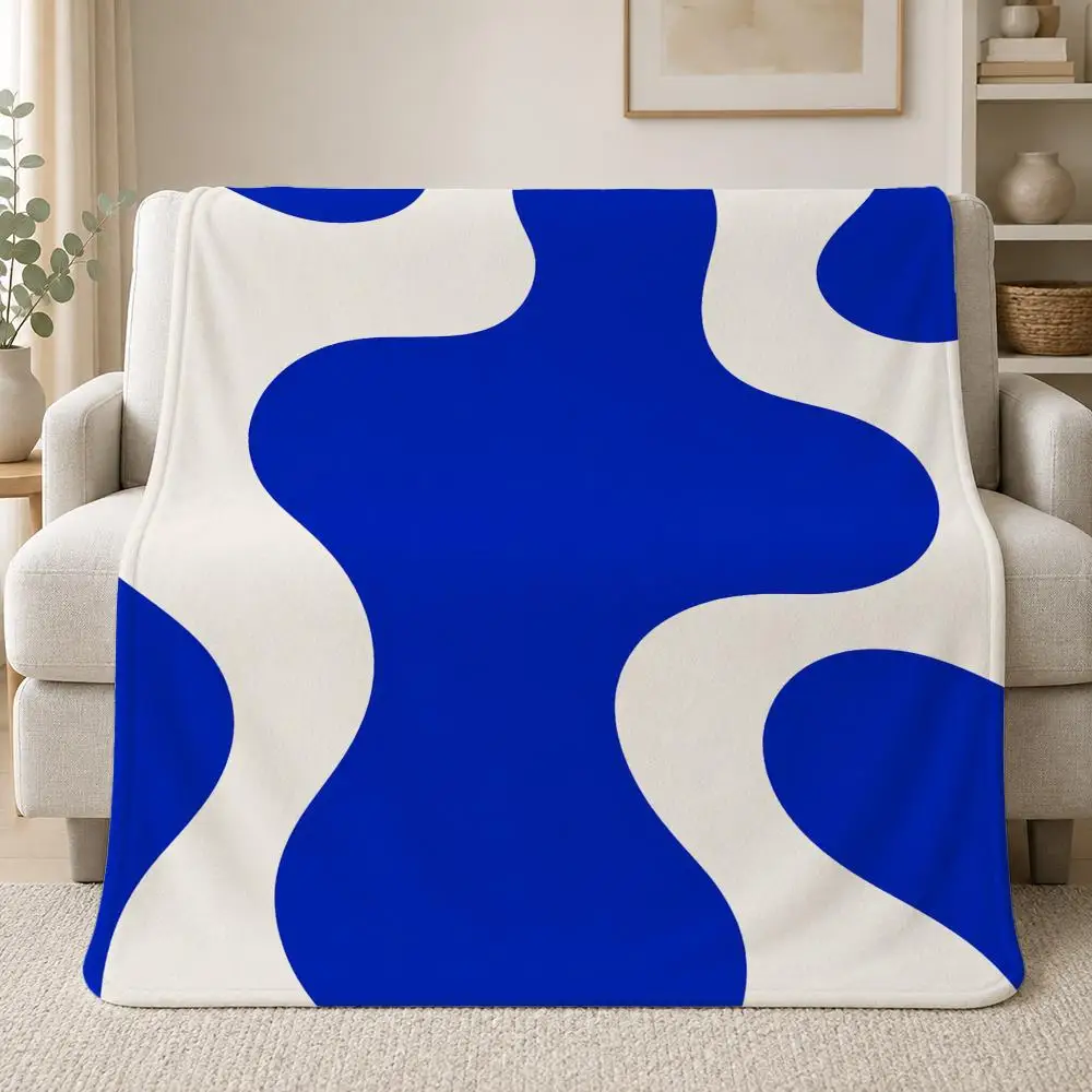 Elegant Marble Texture Pattern Marbled Blue and White Pattern Throw Soft Plush Flannel Throw Blanket Sofa Bed Travel Home Decor