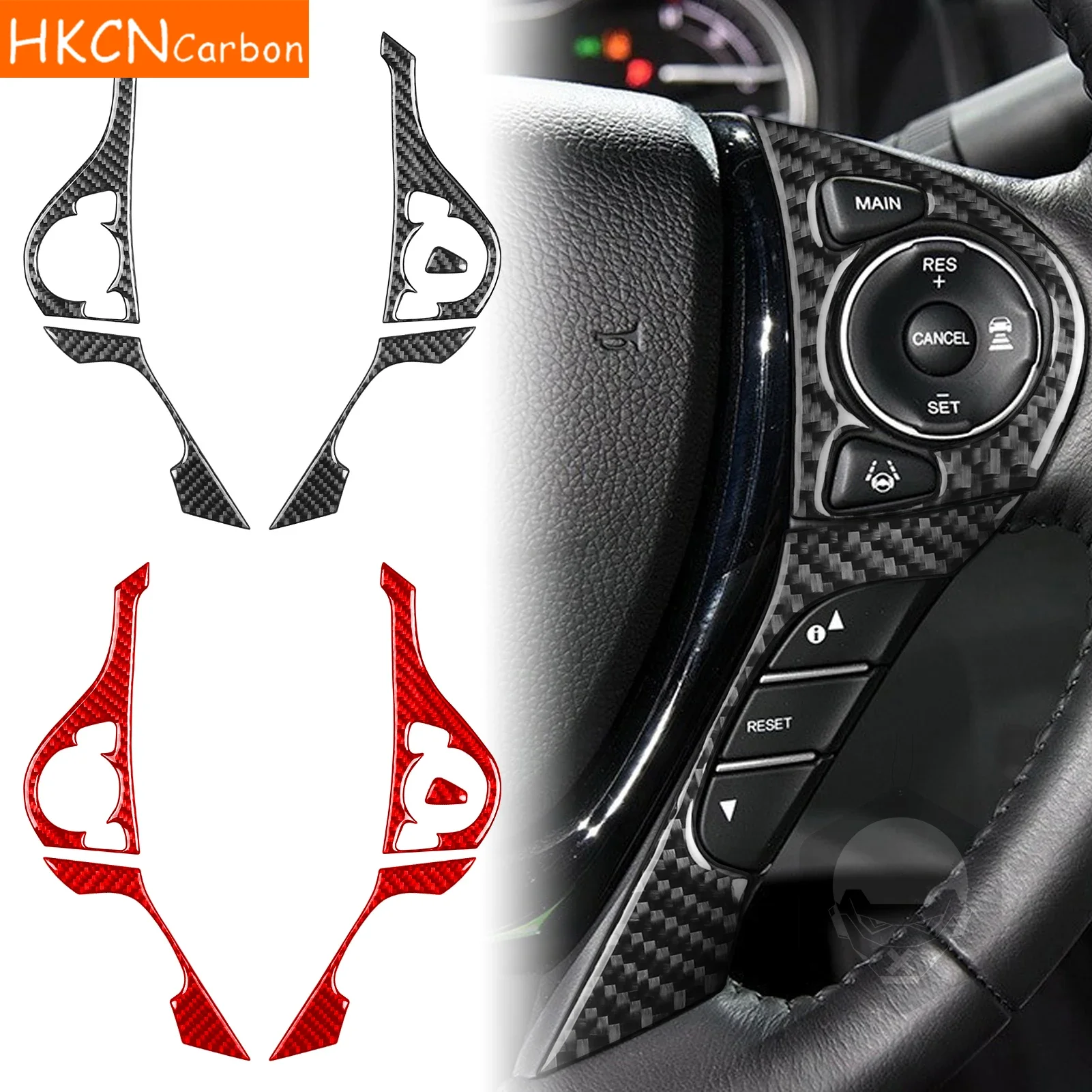 

For Honda Ridgeline Pilot Passport Car Accessories Carbon Fiber Steering Wheel Button Set Interior Cover Trim Modified Sticker