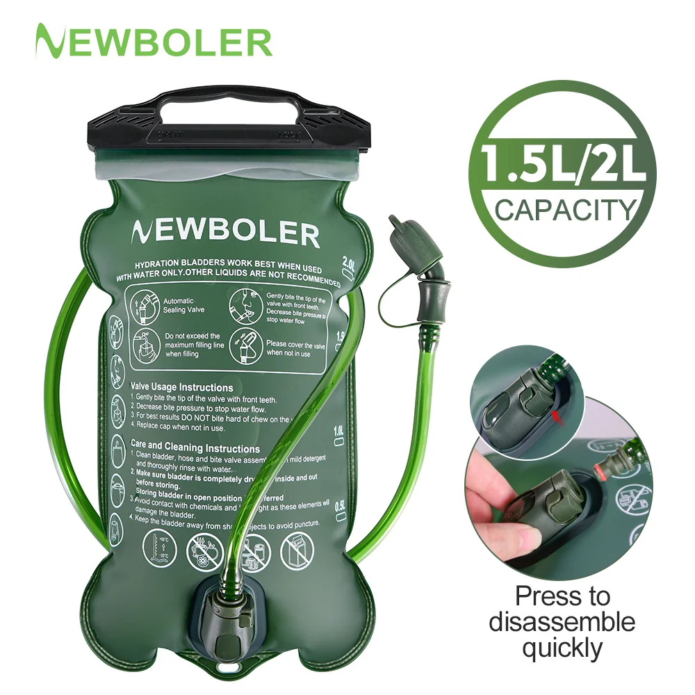 NEWBOLER 1.5/2L Water Bladder Hydration Backpack Capacity TPU Waterbag Reservoir For Running Cycling Hydration Water Storage Bag