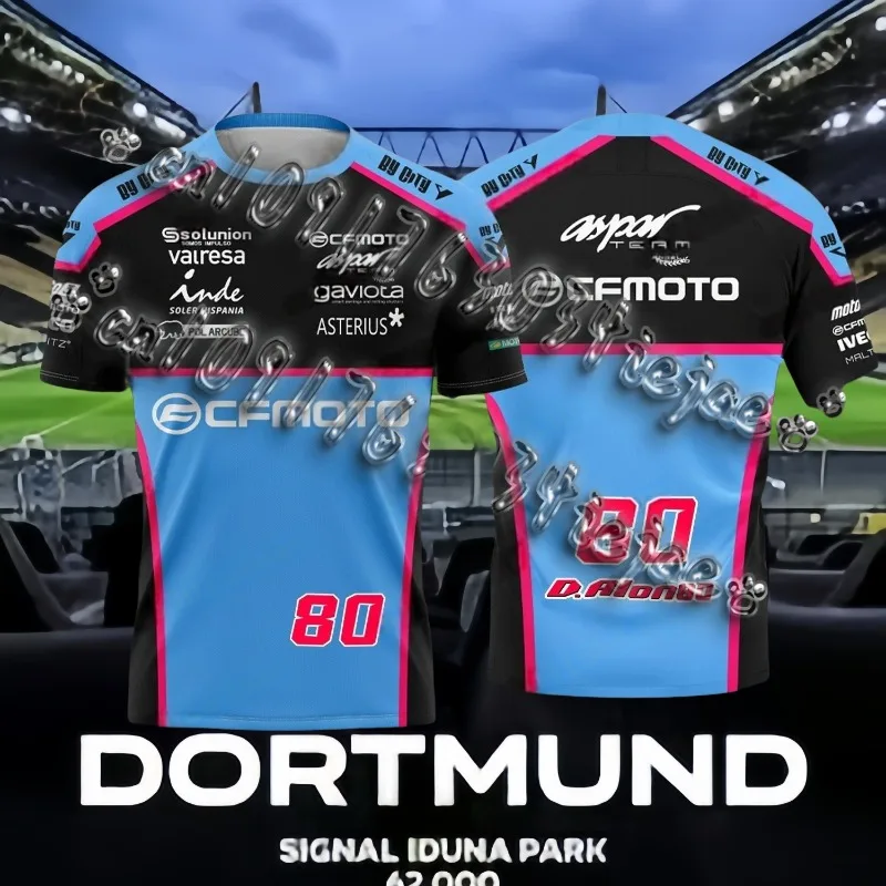 

2025 New Men's casual sports shirt, racing competition shirt, cfmoto aspar team 80, driver David fan, blue color, summer
