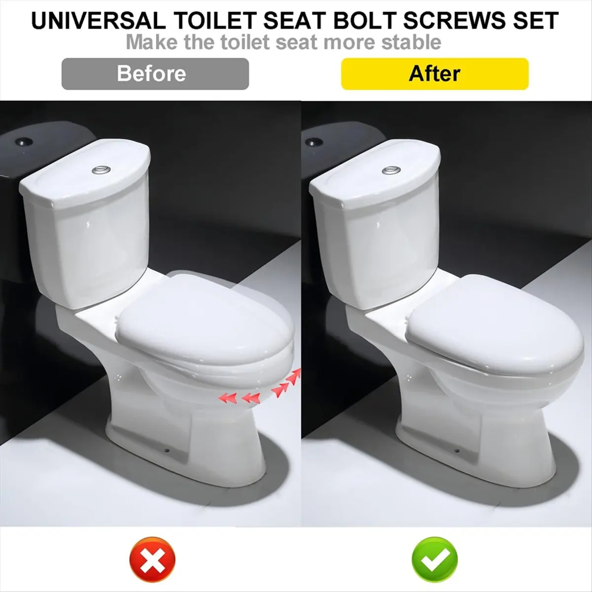 2026 + 2 قطعة طقم استبدال براغي مقعد المرحاض، قفل مقعد المرحاض شديد التحمل، مسمار مقعد المرحاض العالمي ومجموعة المسمار