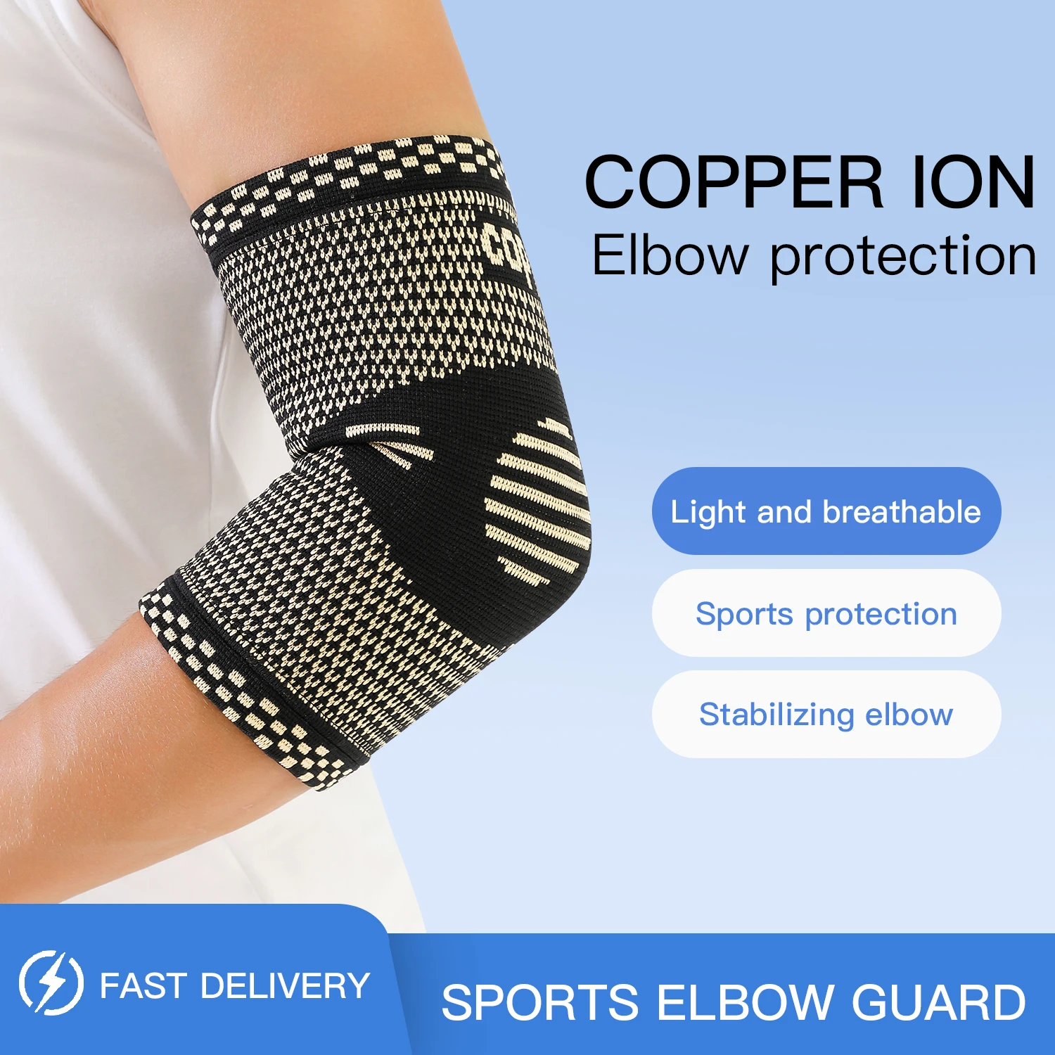 1Pcs Fitness Elbow Brace Compression Support Sleeve for Tendonitis, Tennis Elbow, Golf Treatment - Reduce Joint Pain