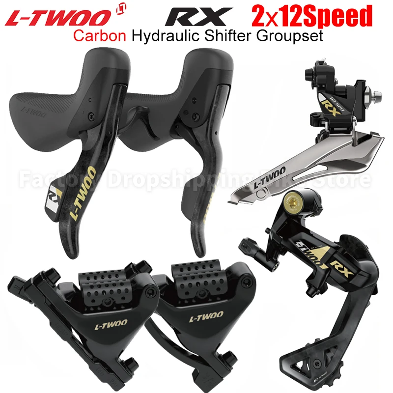 LTWOO RX 2X12 Speed Road Hydraulic Disc Groupset 12S Carbon Fibre Shift Brake Levers Caliper Bicycle Derailleur Bike Parts Kits