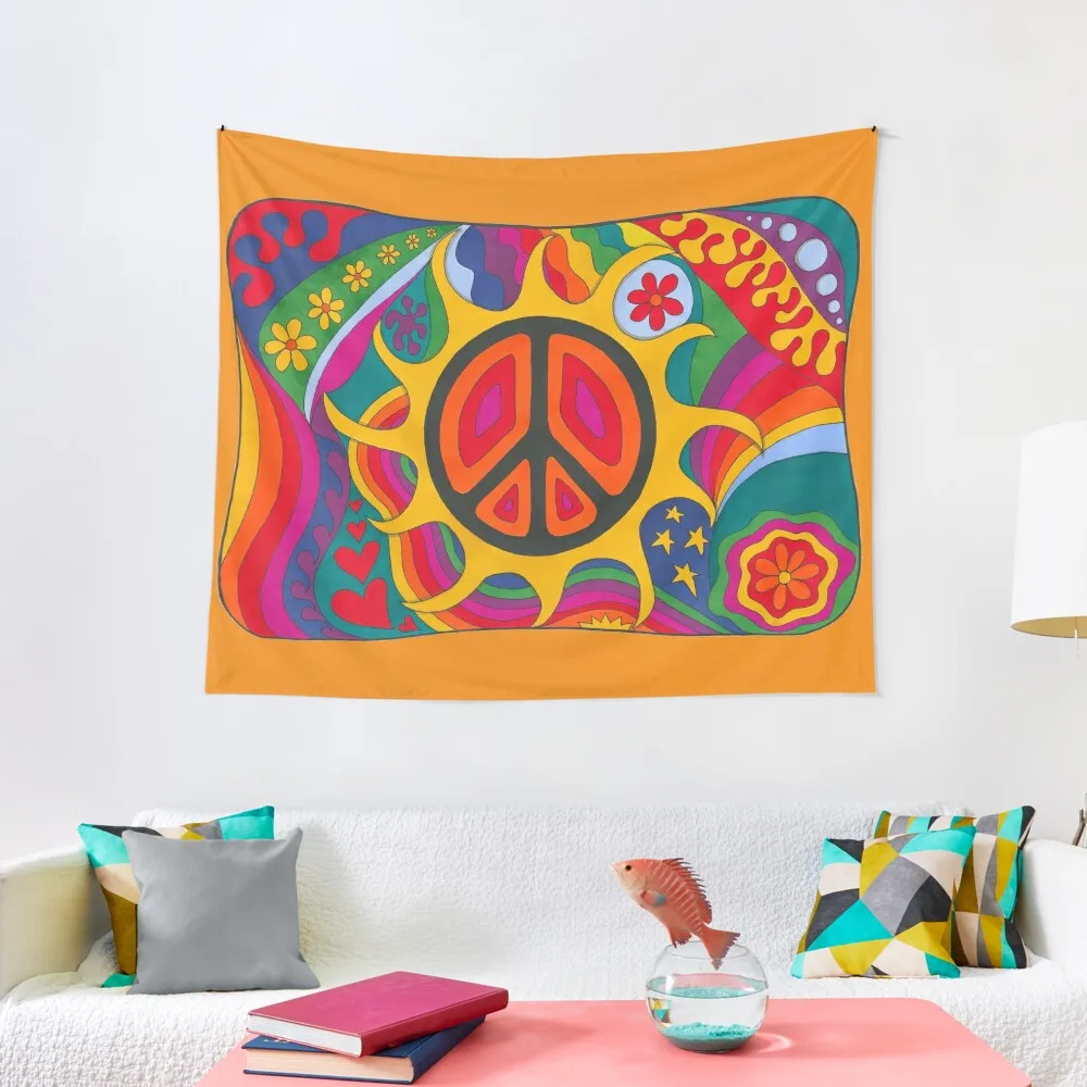 

Psychedelic Flaming Peace Tapestry Home Decorating Room Ornaments Tapestry