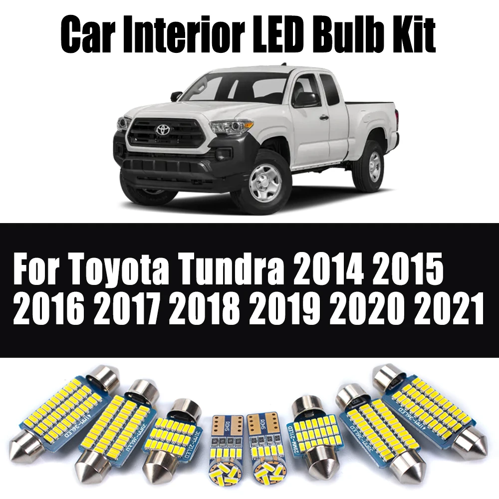 

21 шт. для Toyota Tundra 2014 2015 2016 2017 2018 2019 2020 2021 Canbus автомобильные лампы светодиодный комплект внутреннего потолка багажника солнцезащитного козырька