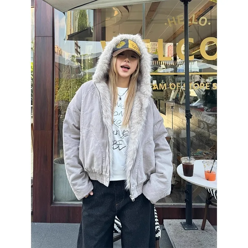 Y2k Women New Jacket Casual Simple Comfortable Loose Brand Fashion Trend Zipper Popular Thin Superior Short Hooded Cotton Coat
