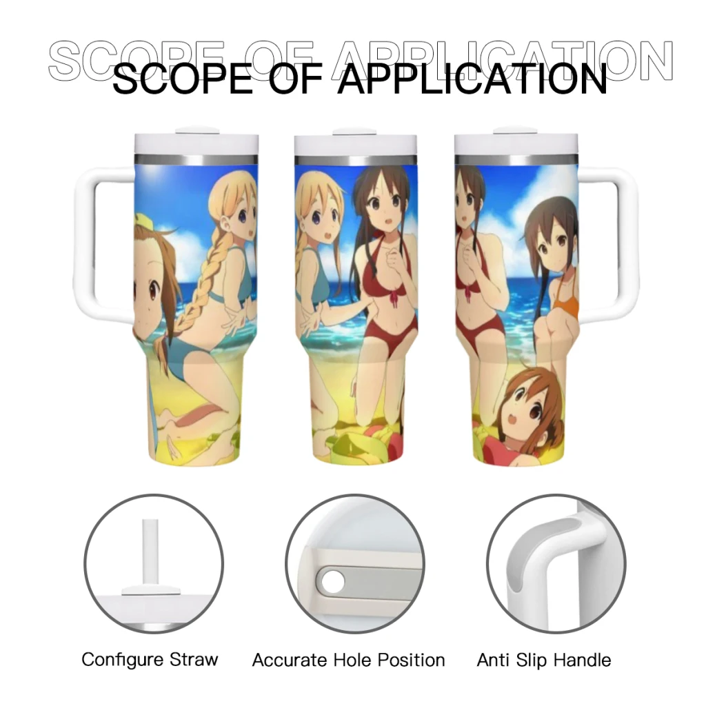 Car Travel Mugs Japanese Anime K-On! Stainless Steel 304 Tumbler Water Bottle 40oz/1200ml