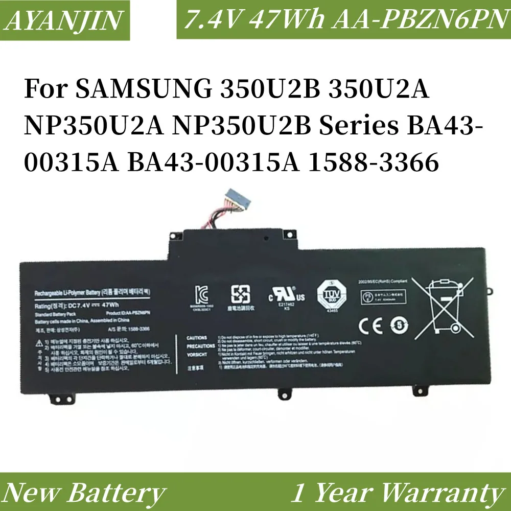 

AA-PBZN6PN 7.4V 47WH Laptop Battery For SAMSUNG 350U2B 350U2A NP350U2A NP350U2B Series BA43-00315A BA43-00315A 1588-3366