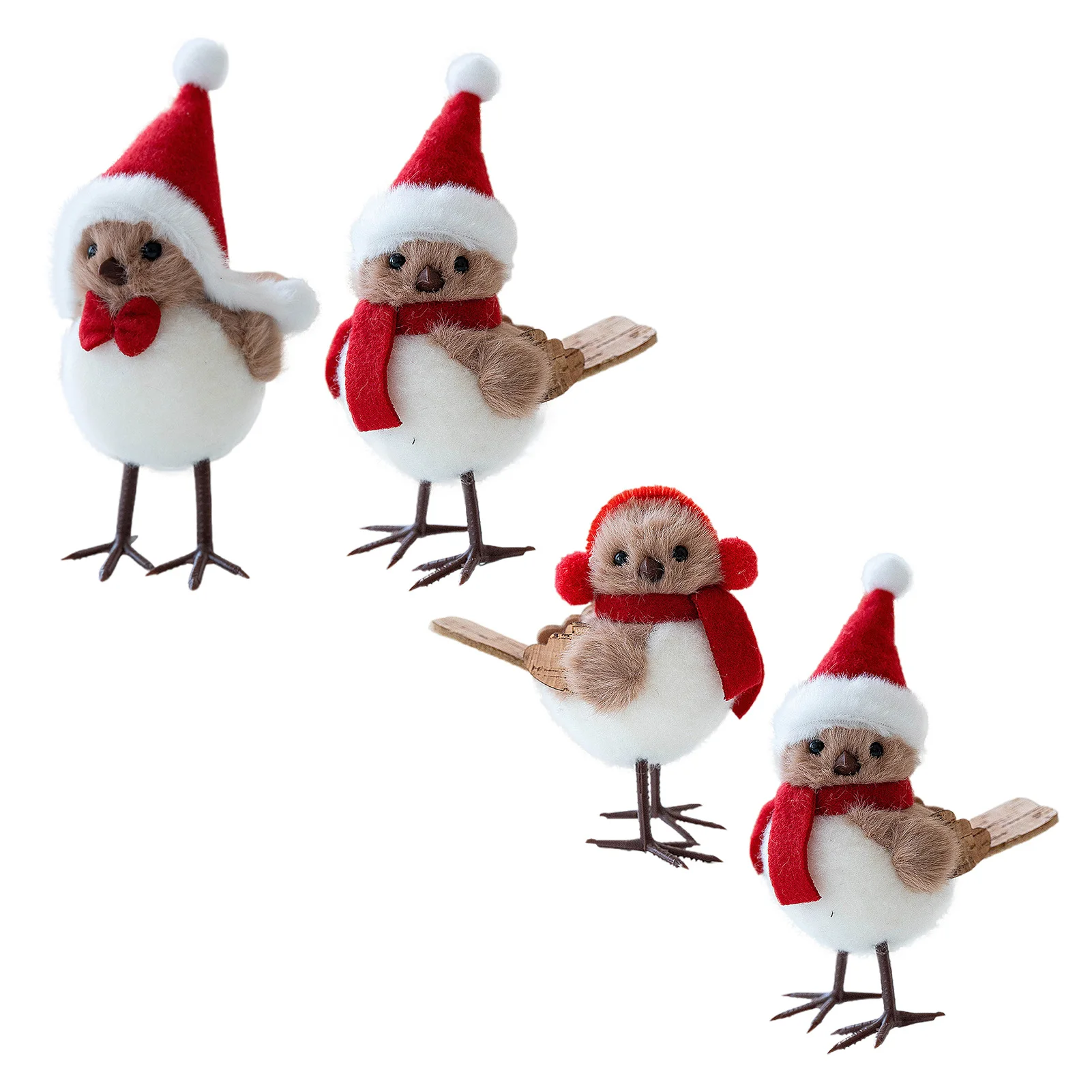 

2Pcs Christmas Tree Ornament Xmas Tree Hanging Pendant Red Scarf Hat Bird for Christmas Tree Tabletop Windowsill Fireplace