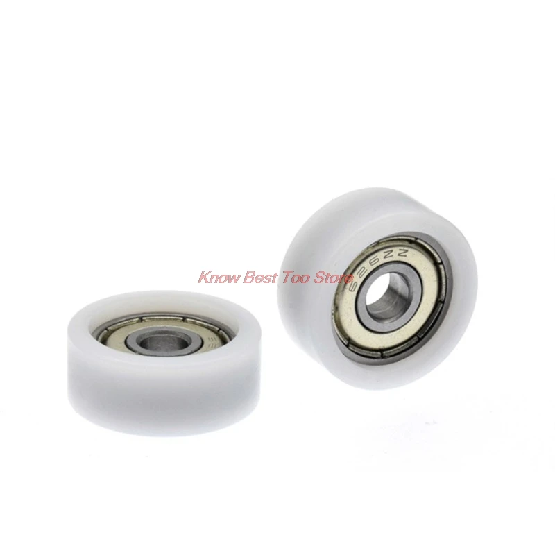 10Pcs 6x24x10mm Non-Standard 626zz Plastic Coated POM Bearing Pulley, Automatic Rolling Flat Wheel for Doors and Window