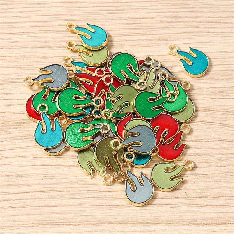 10 Stück 10x16mm Niedliche Bunte Emaille-Flammen-Anhänger für die Herstellung von Ohrhängern, Halsketten, Armbändern, DIY-Handwerk und Schmuckzubehör – Detail 13