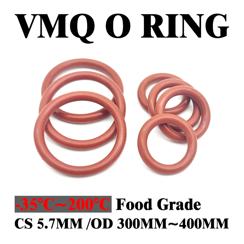 

CS 5.7mm OD 300mm-400mm High temperature resistant sealing ring red VMQ O ring waterproof ring with high elasticity