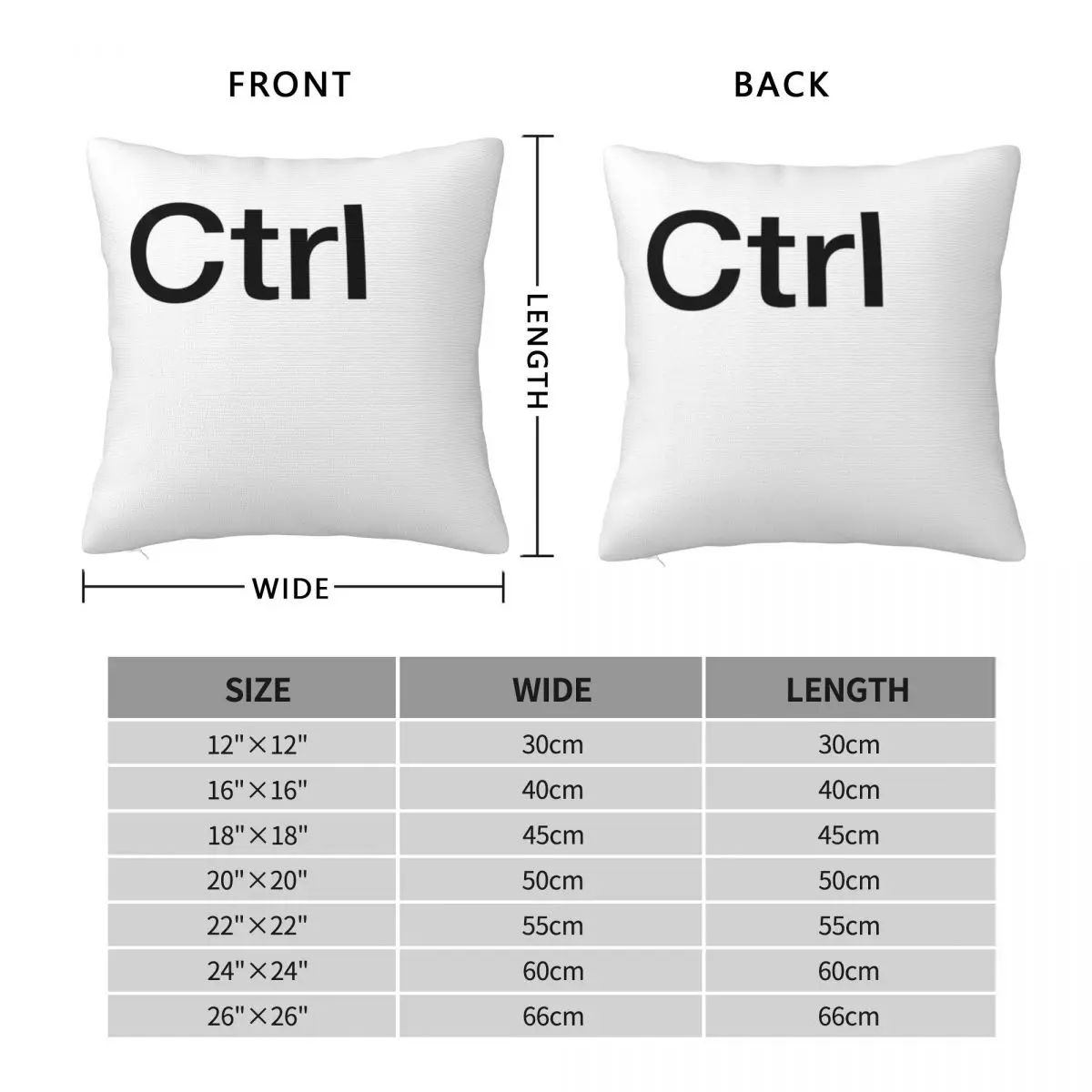 Ctrl Computer Keyboard Key Square Pillowcase Pillow Cover Cushion Zip Decorative Comfort Throw Pillow for Home Living Room