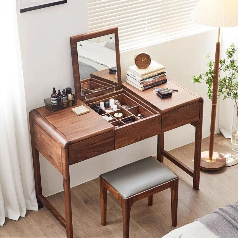 Solid wood black walnut dresser, bedroom furniture modern simple small apartment cherry wood flip dresser