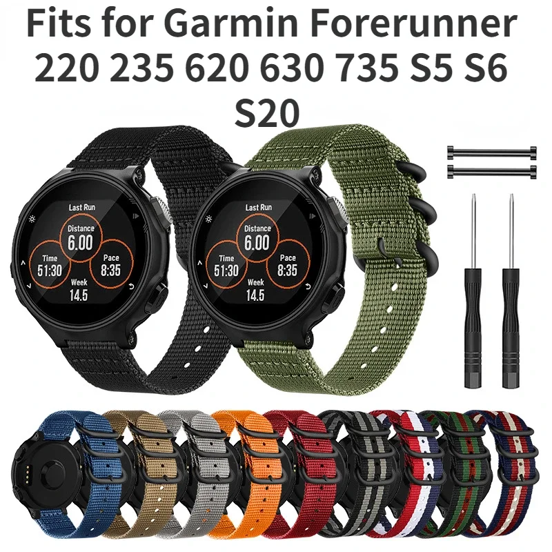 

Ремешок нейлоновый для наручных часов, 22-15 мм, для Garmin Forerunner 220 235 620 630 735 S5 S6 S20