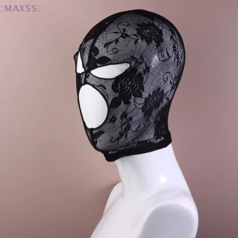 【MAX-55】1Pcs Black Lace Mask Unisex Sexy Head Mask Elastic Face Cover For Cosplay Party Performance Headgear