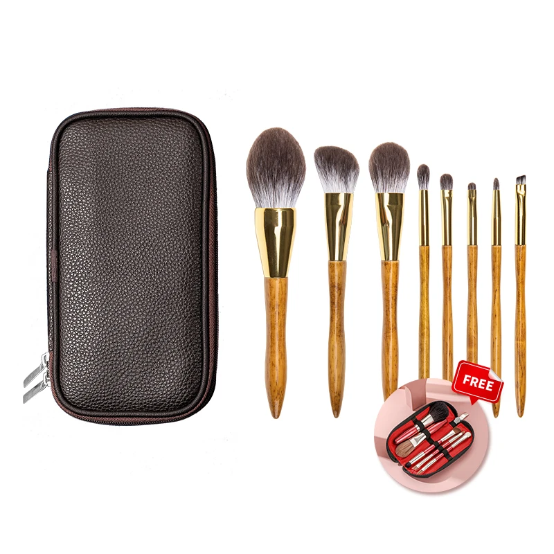 8-10pcs/set Makeup Artists\' Premium Real Natural Hair Makeup Brush Set Goat/Fox Hair Makeup Brushes with Washable Organizer bag