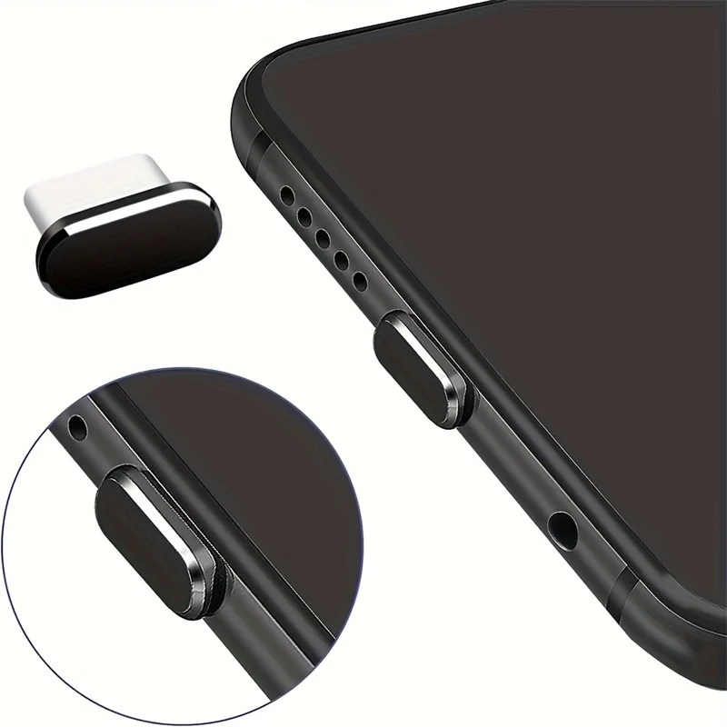 4-Pack USB-C Dust Plugs with 1 Cleaning Brush Metal Type-C Charging Port Simple Covers Dustproof USB-C Plug Protector