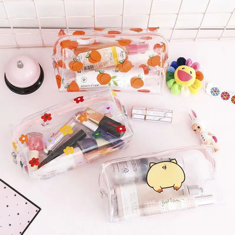 Cute Waterproof Transparent Storage Pouch PVC Zipper Travel Makeup Organizer Clear Case Pencil Bag