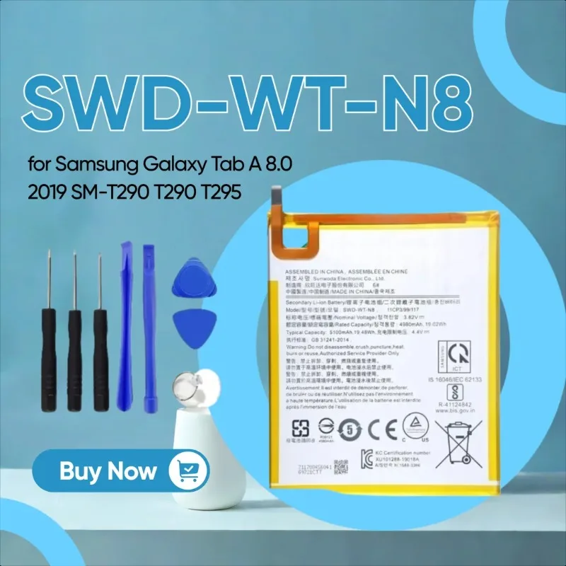 

New 5100mAh SWD-WT-N8 High Quality Replacement Battery for Samsung Galaxy Tab A 8.0 2019 SM-T290 T290 T295