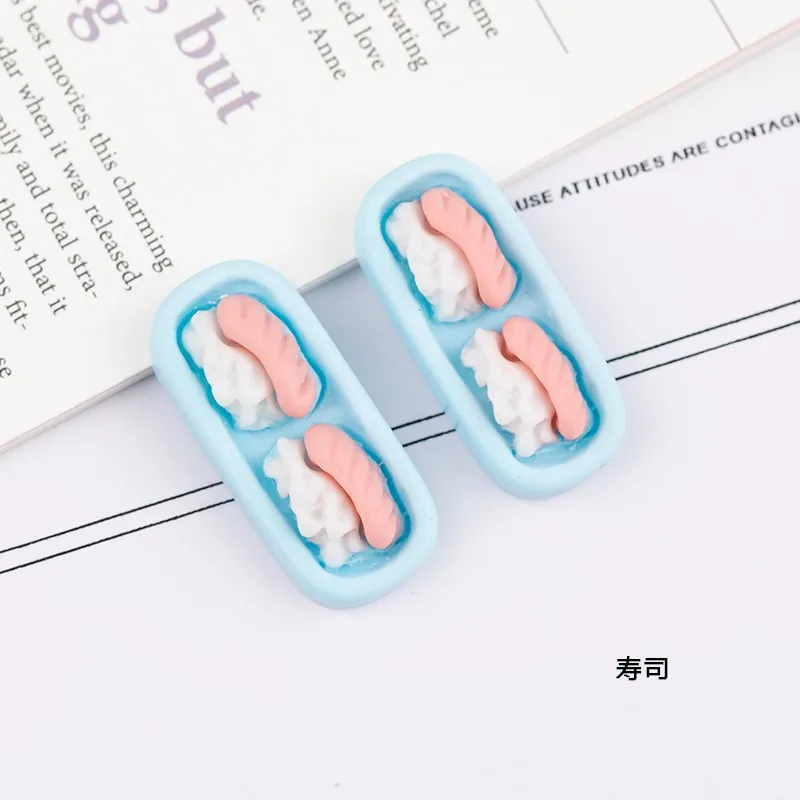2pcs Mini Macarons Biscuits Cakes Sushi Bread Desserts Hand Diy Resin Miniatures Simulation Food Play Home Decor Decoration