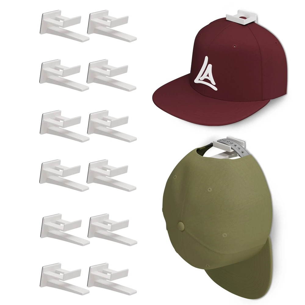 5/8PCS Adhesive Hat Hooks for Wall Hat Holder Organizer for Baseball Caps Hat Rack No Drilling Multi Purpose Strong Hat Hangers