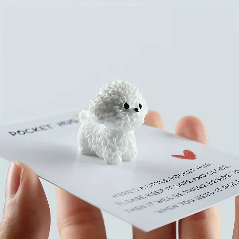 1/5/10/20/50/100 Stück Taschenumarmungs-Grußkarte mit Tiermotiv und hundförmigem Harz-Token – personalisierte Berührung für jeden Anlass, Mi