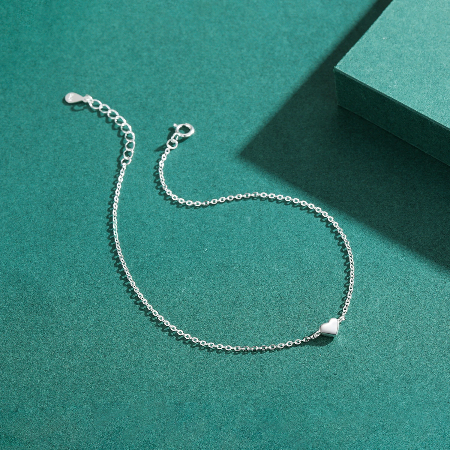 Modian Fashion Cute Heart Ankle For Women Real Solid 925 Sterling Silver Simple Link Chain Ankle Ethnic Style Fine Jewelry