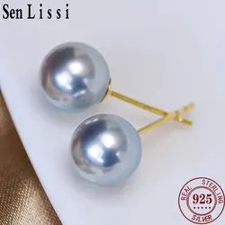 Senlissi- 18K ๋ฐ๋ ์ฒ์ฐ ๋ฆฌ์ค ๊ทธ๋ ์ด ์ง์ฃผ 4-12mm ๋ฐ 925 ์คํธ๋ง ์ค๋ฒ ์คํฐ๋ ๊ท๊ฑธ์ด ์ฌ์ฑ์ฉ ์ฅฌ์ผ๋ฆฌ ์ ๋ฌผ