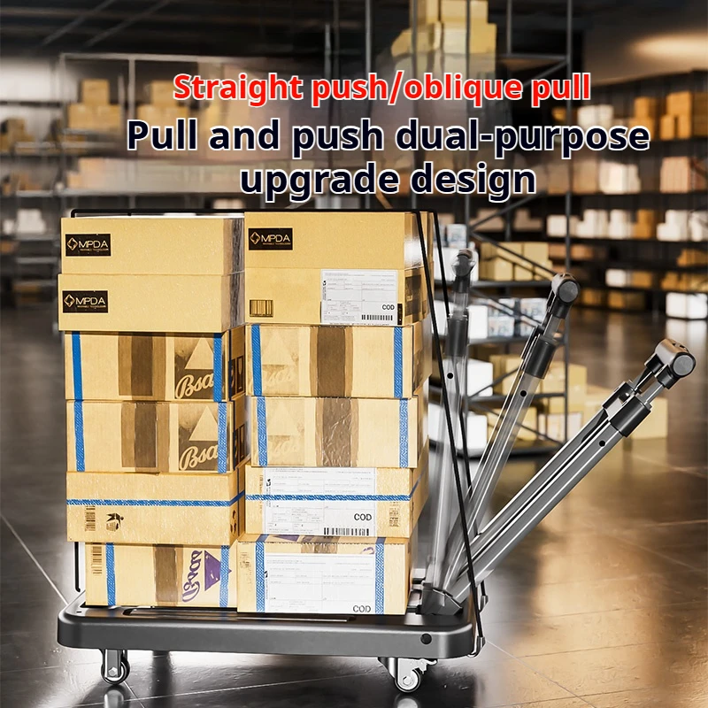 شاحنة صغيرة بعجلات مع قضيب سحب قابل للطي عربة تسوق محمولة عربة بقالة منزلية عربة سحب صغيرة ، عربة أمتعة