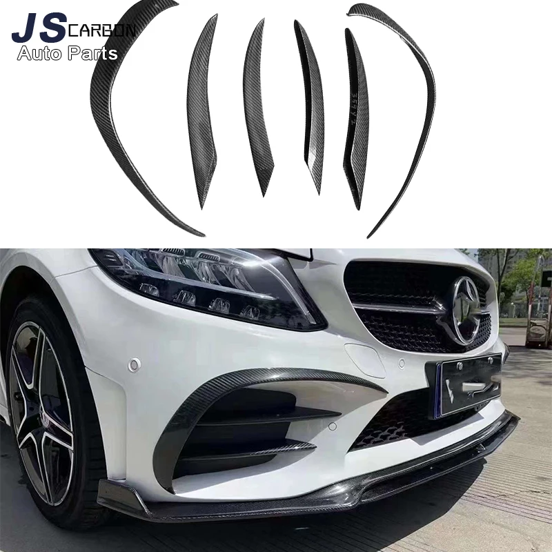 Carbon Fiber Car Front Bumper Wind knife For Mercedes Benz C Class W205 2019+ Splitter Spoiler Canard Air Knife Surround Trim