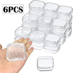 6PCS Mini Storage Box Transparent Square Plastic Box Earrings Jewelry Packaging Storage Small Square Box  Jewelry Organizer