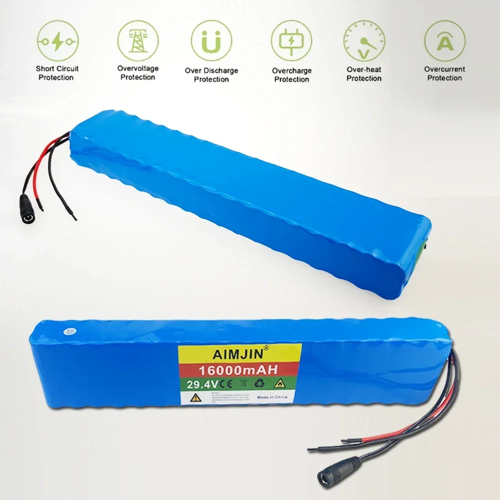 7S5P 18650 بطارية ليثيوم 24V 16AH 15A BMS 500W 29.4 V Adapté Aux VEHicules الكهربائية الكهربائية + شاحن 2A #4