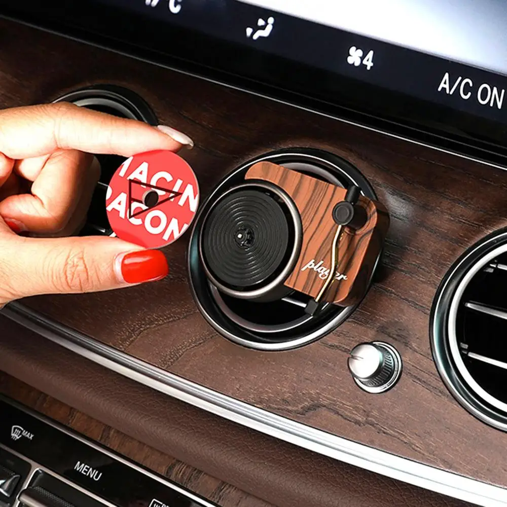 Retro Fresh Rotating Phonograph Car Air Fresher Aromatherapy Record Perfume