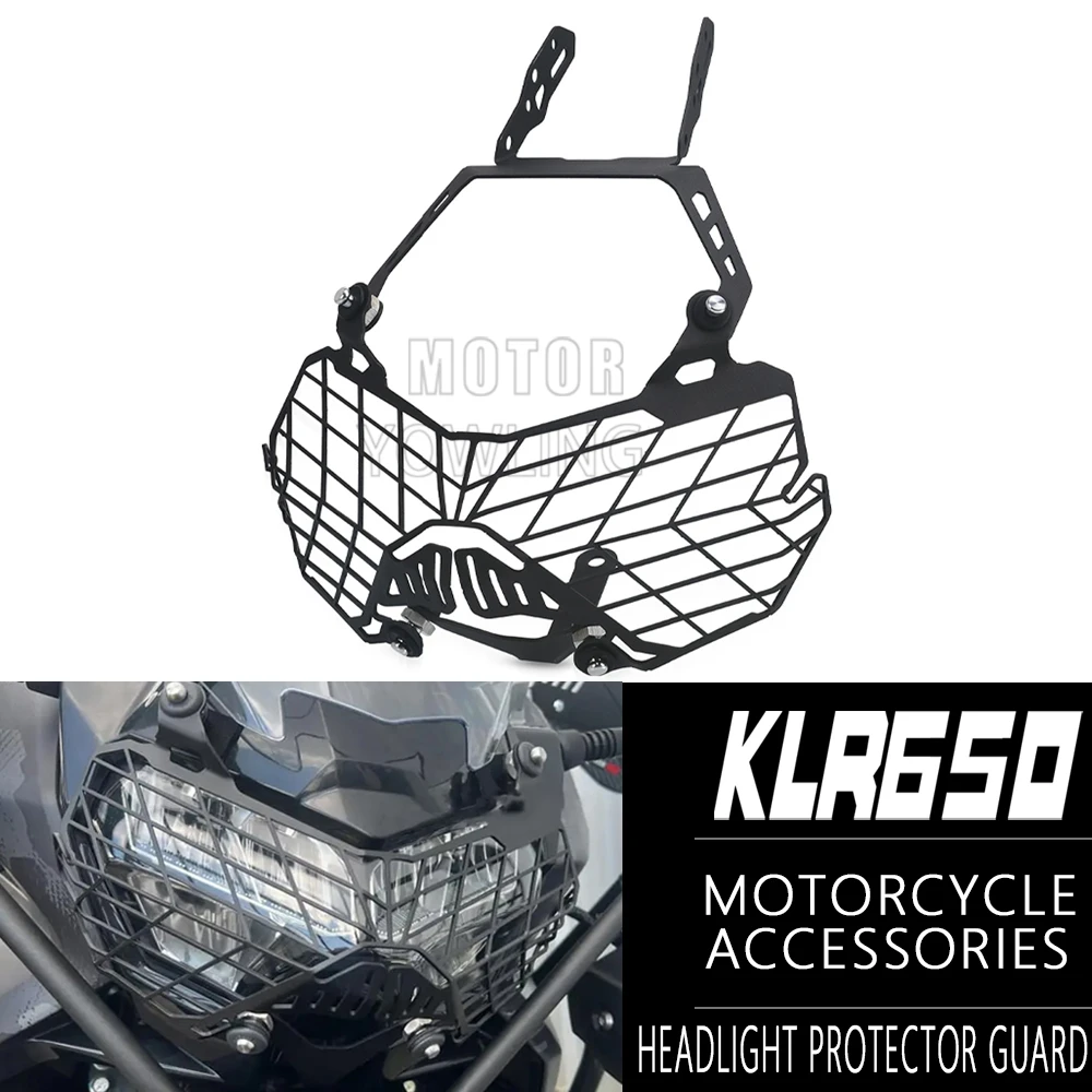 Motorcycle Accessories Headlight Mesh Grille Guard Front Lamp Cover Protector For Kawasaki KLR 650 KLR650 2021 2022 2023 2024