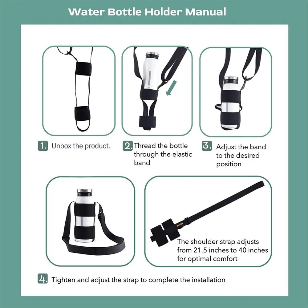 Accessories Universal Water Bottle Carrier Sling Adjustable Elastic Bottle Shoulder Strap Travel Water Bottle Holder