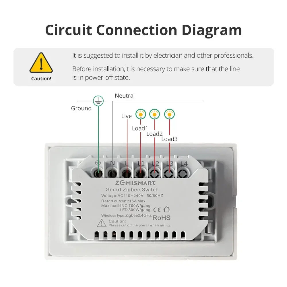 Yagusmart Tuya Zigbee Smart Light Switch Zemismart Push Button Interruptor Smartthings Homekit Alexa Google Home Control 4 Gang