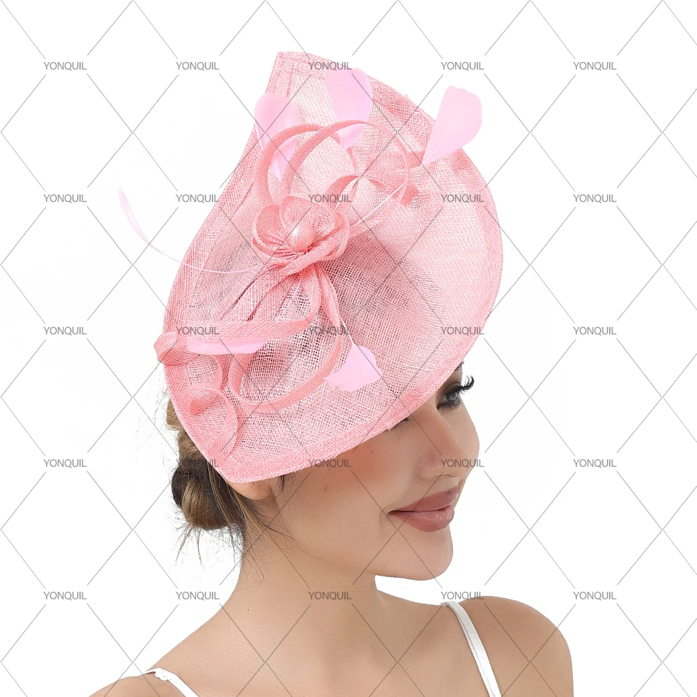 Fancy Sinamay Feather Fascinator Hat 32cm X 21cm Cute Bridal Girls Headwear Hair Bands Hair Accessories for Women