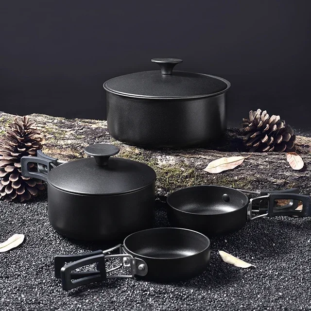 Outdoor Camping Equipment Pot Combination Camping Folding Cookware Set