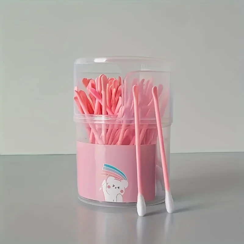 

100 шт. Удобные двусторонние одноразовые ватные палочки для чистки ушей с ушными ложками, мягкие пластиковые, для домашнего использования